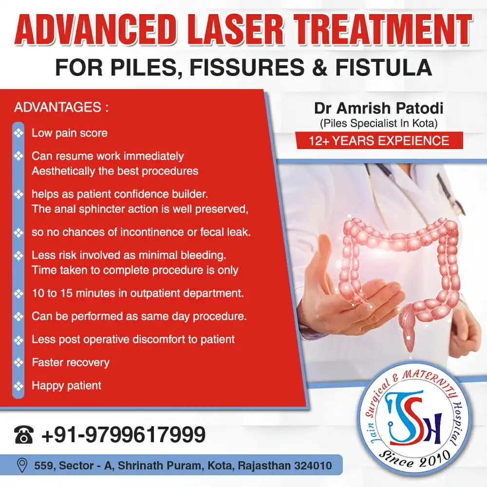 Advanced laser treatment for piles, fissures & fistula - the best laser treatment in Kota for effective relief.